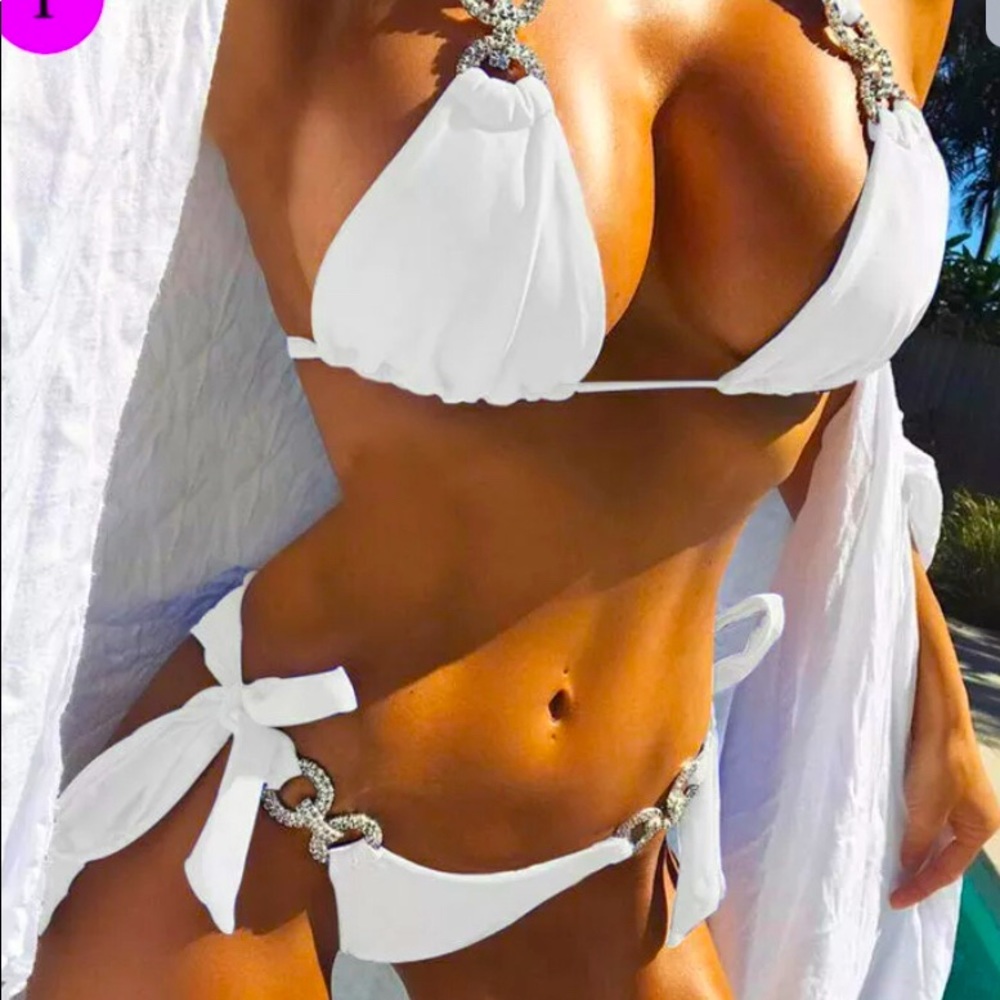 Womens Crystal Bikini Set Push-Up Swimwear